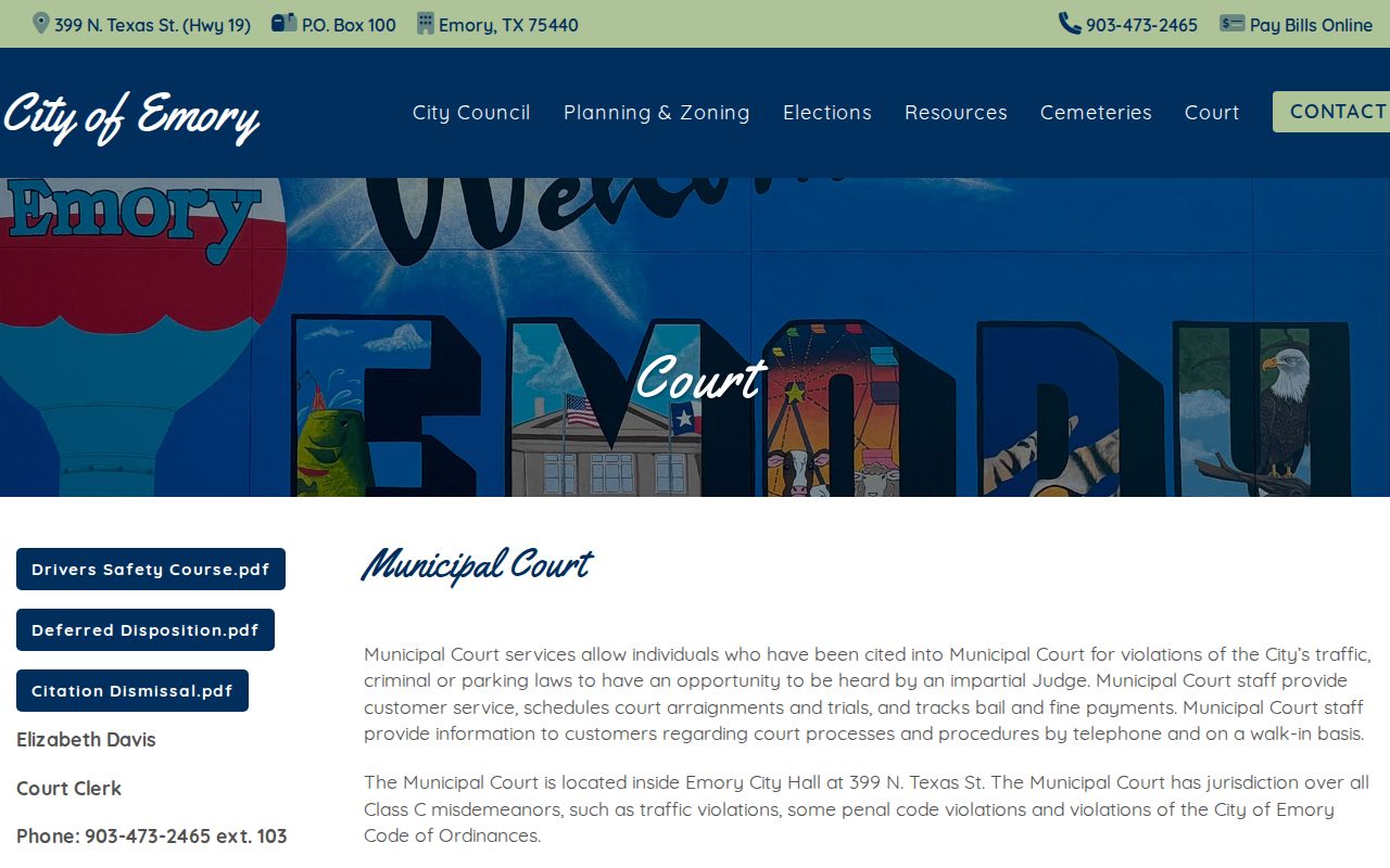 Emory warrant records reference, Municipal Court contact and ten-day citation rule